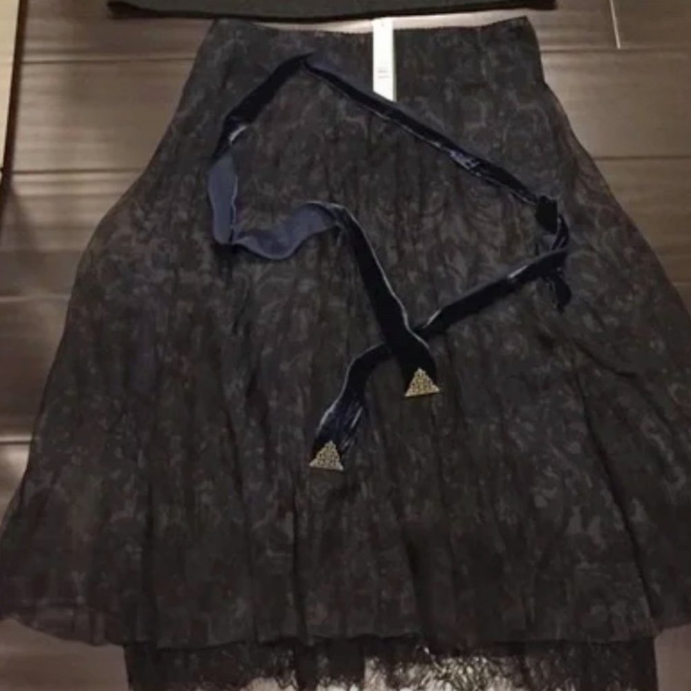 NEW Elie Tahari Sable 'Soot Multi' Skirt w/Blue Tie - w tag!